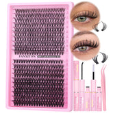 FANXITON front packaging showing full lash clusters kit and easy DIY benefit
