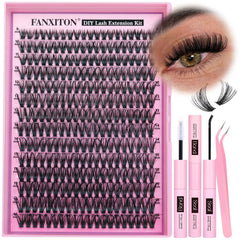FANXITON front packaging showing complete DIY lash clusters kit and contents benefit convenience