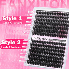 FANXITON tweezers placing a cluster at lash line for precise, secure application
