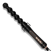 Farery front view of bubble curling wand showing ergonomic handle and barrel for comfortable styling