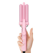 Farery mini hair waver front view showing compact design and barrels for travel convenience