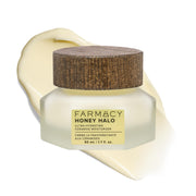 Farmacy jar front view showing Honey Halo moisturizer and brand benefit