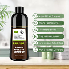 Farndu application on dry hair demonstrating simple at-home gray coverage step