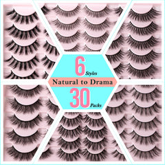 FARRED layout of six distinct lash styles, variety for daily looks benefit