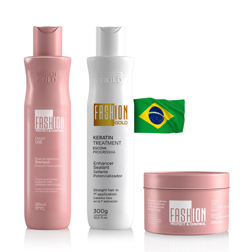 Fashion Gold front packaging showing full 3-piece kit and benefits