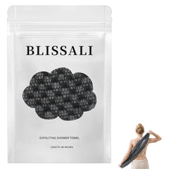 Faylira Blissal front view showing compact black towel and branding benefit: easy store
