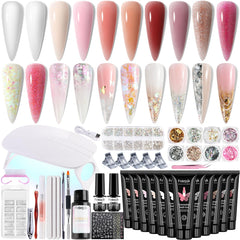 Fcozpjk front packaging showing complete poly gel kit and benefits for beginners