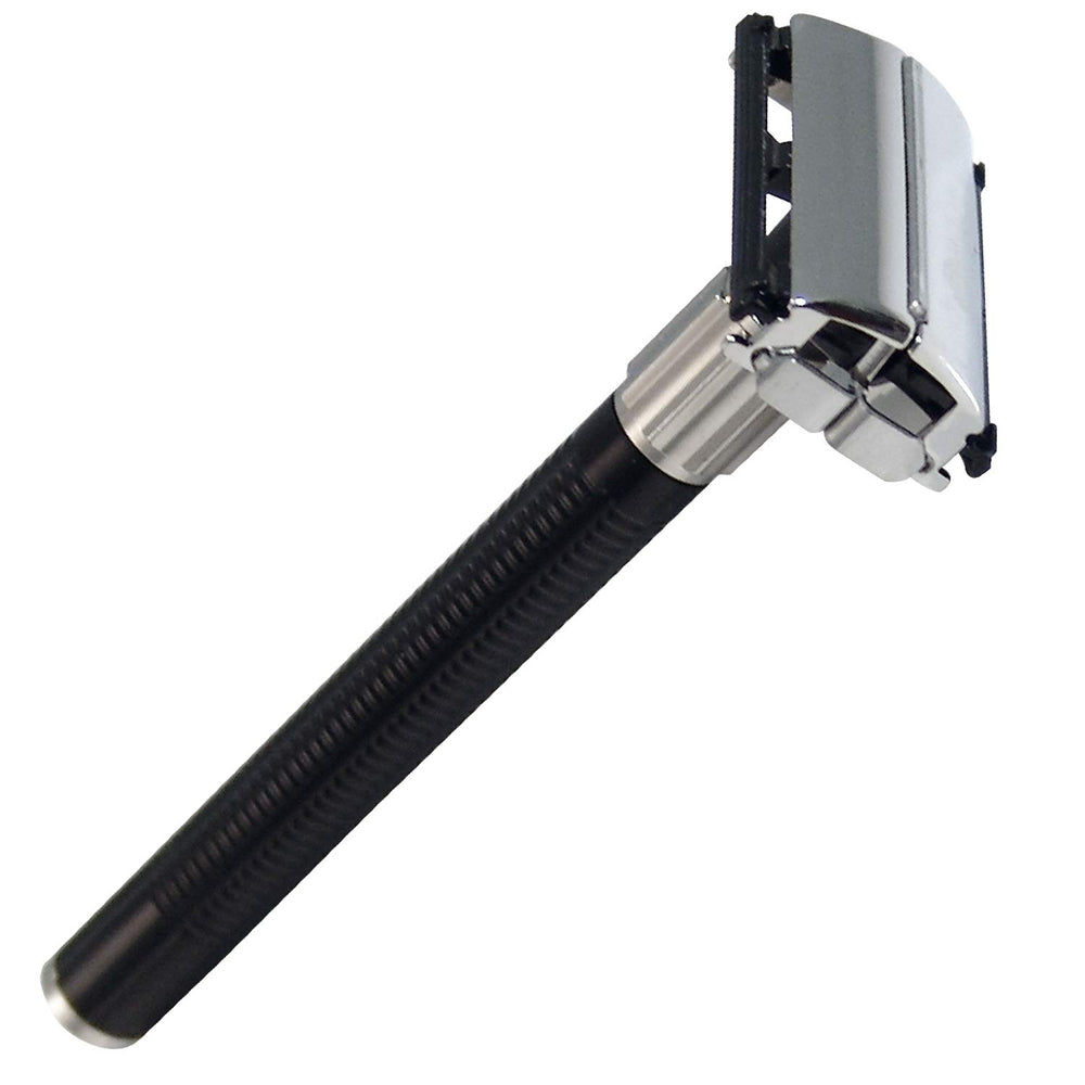 Feather double edge front view showing razor profile and clean finish for precise shaving