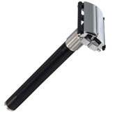 Feather double edge front view showing razor profile and clean finish for precise shaving