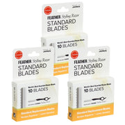 Feather styling blades front packaging showing count and branding benefit clarity