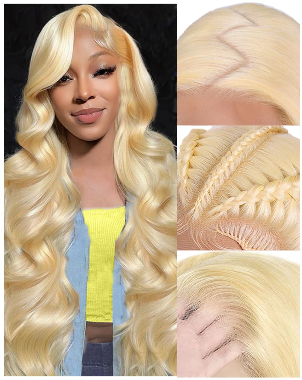 Femca frontal view showing 13x6 HD lace and natural blend benefit