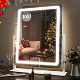FENNIO front view of 22-inch mirror showing full reflection and bright LEDs benefit accurate makeup