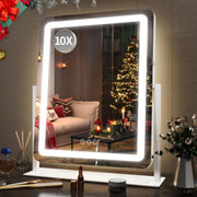 FENNIO front view of 22-inch mirror showing full reflection and bright LEDs benefit accurate makeup