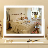 FENNIO front view of white vanity mirror with bright LED lighting for clear makeup application