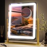 FENNIO front view gold mirror showing full upper-body reflection and accurate lighting