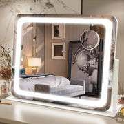 FENNIO front view of vanity mirror showing full reflective surface and balanced lighting
