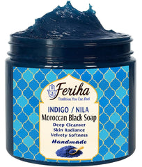 FERIHA front packaging showing beldi soap jar and authentic Moroccan design benefits ritual cleansing