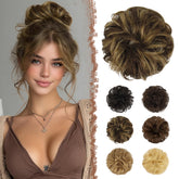 FESHFEN messy bun front view showing soft waves and natural volume