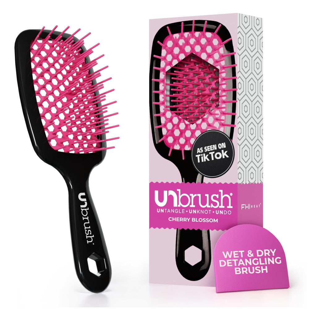 FHI Heat brush front view showing slim profile and pink finish for easy handling