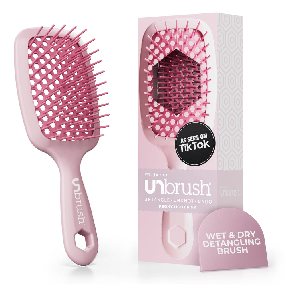 FHI Heat UNbrush front angle showing compact design and ergonomic handle benefit