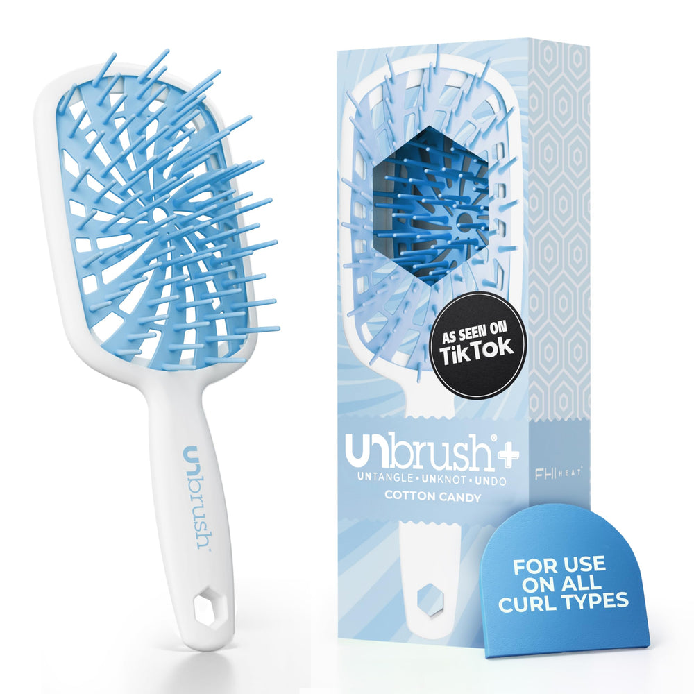 FHI Heat UNbrush Plus front view showing brush shape and lightweight design benefit
