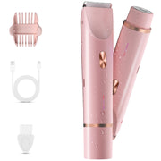FIMOSON bikini trimmer front view showing dual heads and pink finish for versatile grooming