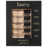 Fine'ry discovery set front view showing five travel perfume vials for easy sampling