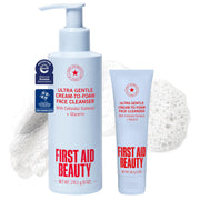 First Aid Beauty pump bottle front view showing clean packaging and daily use benefit