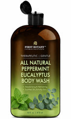 First Botany front bottle showing peppermint eucalyptus scent and clean packaging benefit
