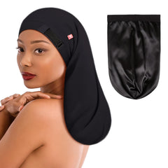 Fittia bonnet front view showing roomy fit and secure band for overnight protection