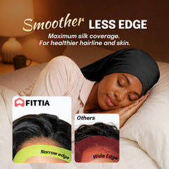 Fittia bonnet worn with long locs showing full coverage and preserved braid shape
