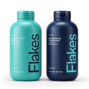 Flakes front packaging showing shampoo and conditioner for clear product identity and trust