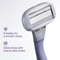 Flamingo close-up of five ultra-thin blades demonstrating precise shave benefit
