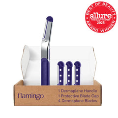 Flamingo blade close-up of stainless edge highlighting precision and smooth results