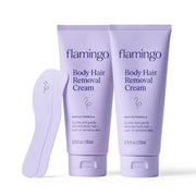 Flamingo front packaging showing product and spatula for easy application