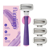 Flamingo razor handle front view showing ergonomic balance and control