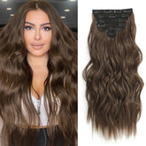 Fliace front packaging showing medium brown wavy extensions benefit easy selection