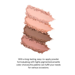 Flower Knows open palette flatlay with six apricot-nude shades for versatile looks