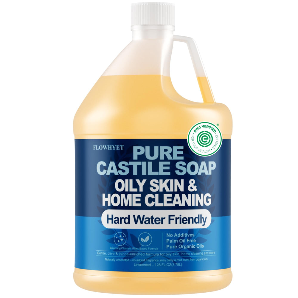 FLOWHYET gallon front label showing unscented EWG-verified benefits