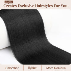 Flufymooz close-up of synthetic strands showing smooth texture and natural movement benefit