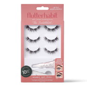 FlutterHabit front packaging showing full Sweetheart underlash starter kit and ease