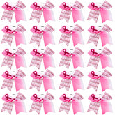 FLYARD front packaging of eight pink ribbon cheer hair bows showing a coordinated look and support