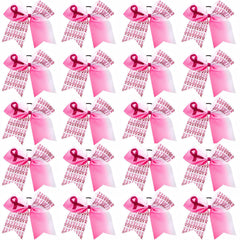FLYARD front packaging of eight pink ribbon cheer hair bows showing a coordinated look and support