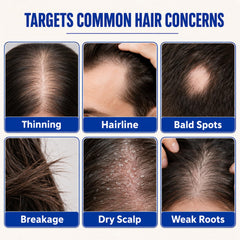 FLYLEAF dropper applying serum to scalp for targeted thinning area benefit