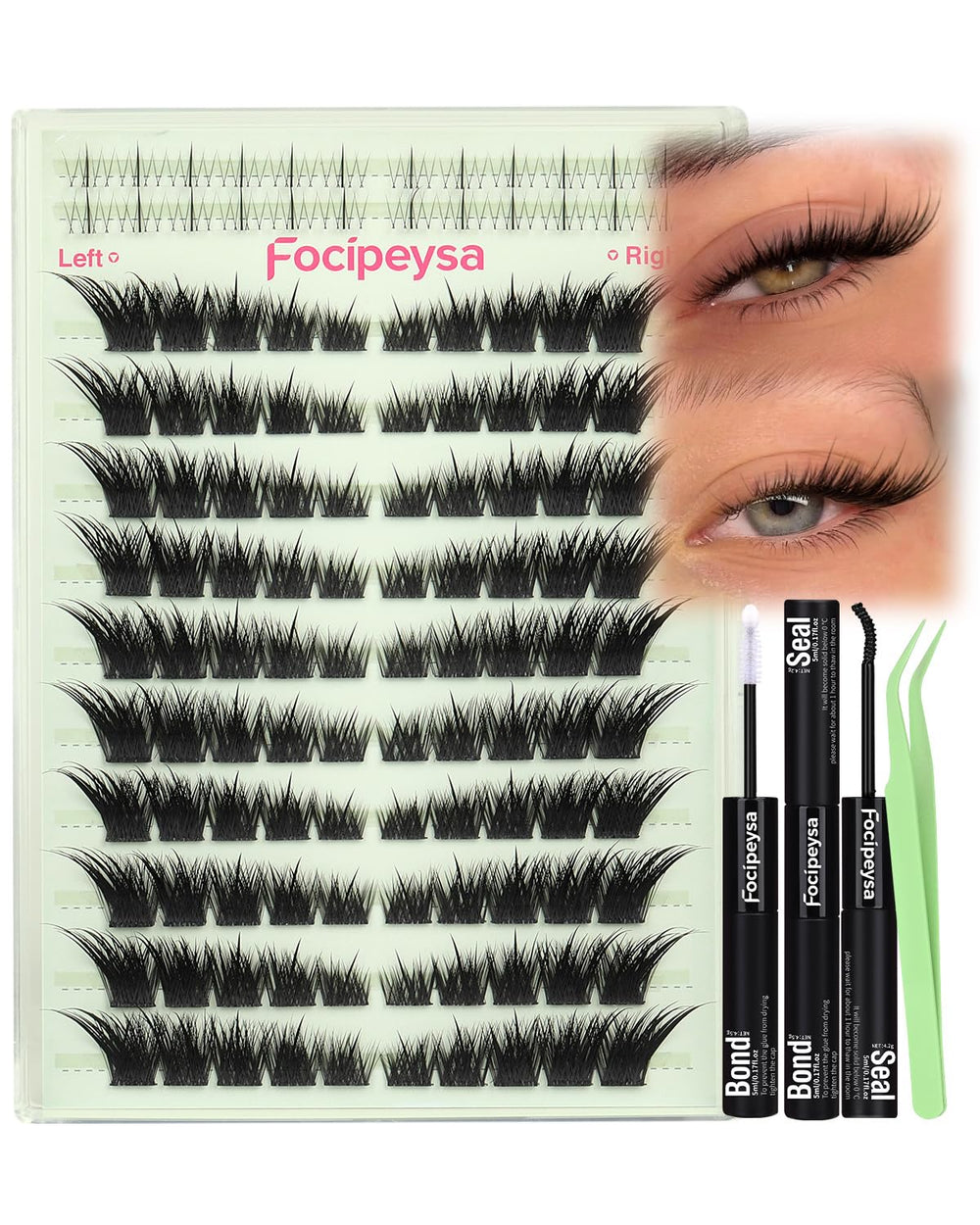 Focipeysa front packaging showing complete fox-eye lash kit benefits