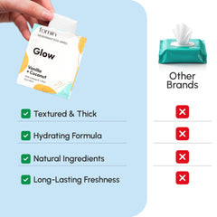 FOMIN single wipe sachet opened ready to use for quick sweat removal