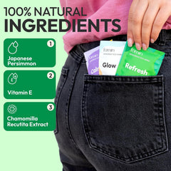 FOMIN wipe in use on underarm for instant fresh feeling
