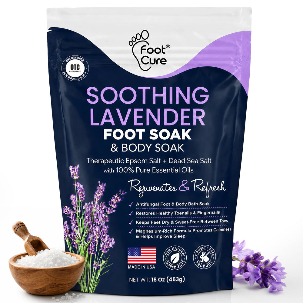 FOOT CURE front packaging showing the soak and calming benefits