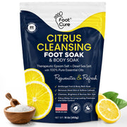FOOT CURE front packaging showing product and bright citrus scent benefits