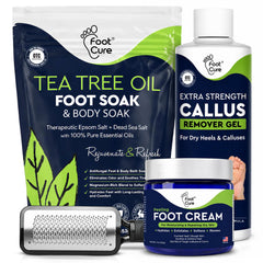 FOOT CURE front packaging showing all kit items for clear product overview